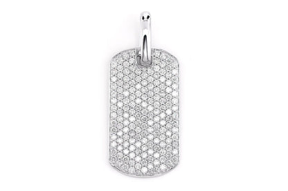 DIAMOND PAVE DOG TAG PENDANT 14K SOLID GOLD 3.50CTW