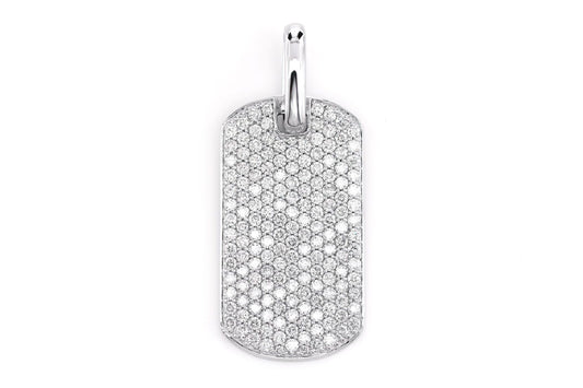 DIAMOND PAVE DOG TAG PENDANT 14K SOLID GOLD 3.50CTW