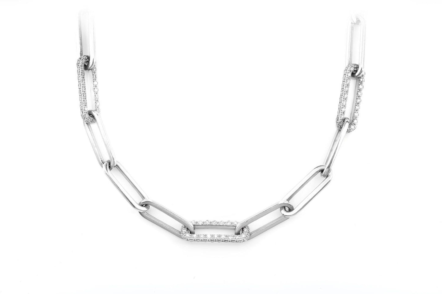 COLIER CU DIAMANTE ALTERNATIVE, LEGĂTURĂ ROLO, 44,5 cm, AUR MASIV DE 14K, 3,00 CT