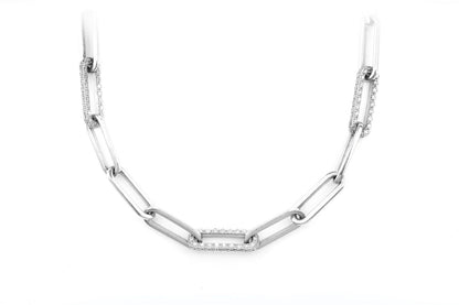COLIER CU DIAMANTE ALTERNATIVE, LEGĂTURĂ ROLO, 44,5 cm, AUR MASIV DE 14K, 3,00 CT