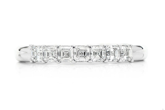 ASSCHER DIAMOND BAND 14K SOLID GOLD 0.60CTW