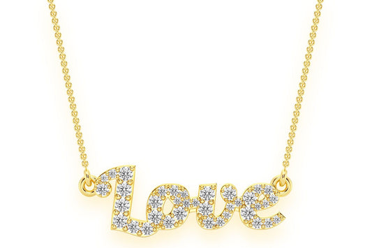 SCRIPT LOVE NECKLACE DIAMOND PENDANT 14K SOLID GOLD