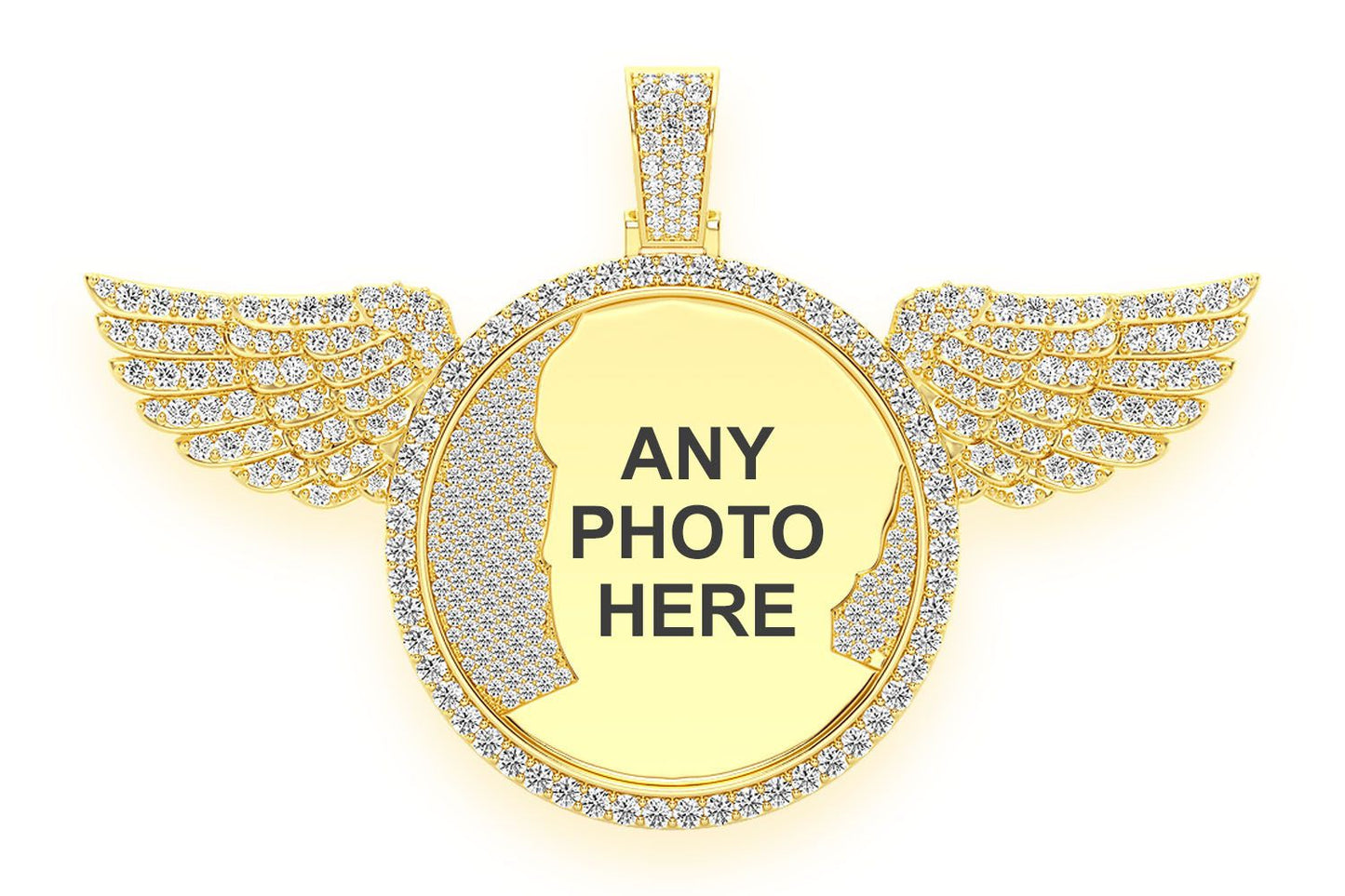 PANDANTIV CU DIAMANT CU IMAGINE ARIPI, AUR MASIV DE 14K, 10.50CTW