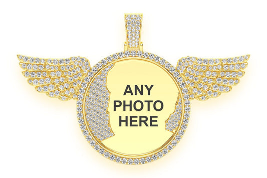 WINGS PICTURE DIAMOND PENDANT 14K SOLID GOLD 10.50CTW