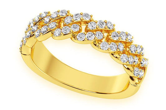 CUBAN DIAMOND RING 14K SOLID GOLD 0.55CTW