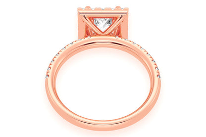 THAV - .75CT PRINCESS CUT - SCALLOP HALO ONE ROW- DIAMOND ENGAGEMENT RING