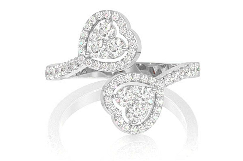 MOSAIC HEART WRAP DIAMOND RING 14K SOLID GOLD 0.60CTW