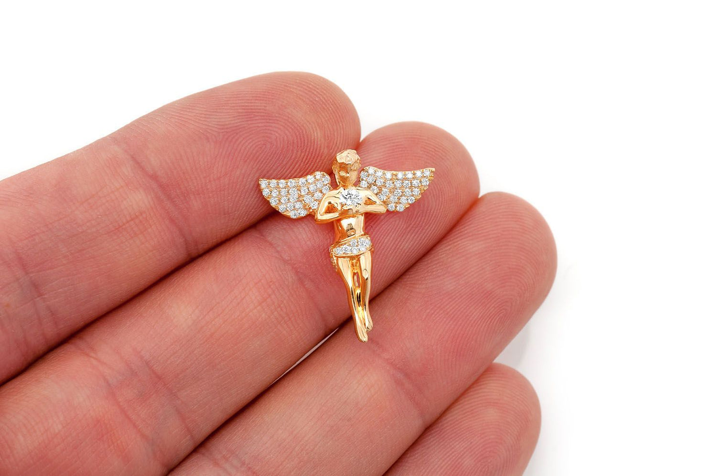 PANDANT CU DIAMANT ANGEL, AUR MASIV DE 14K, 0.33CTW