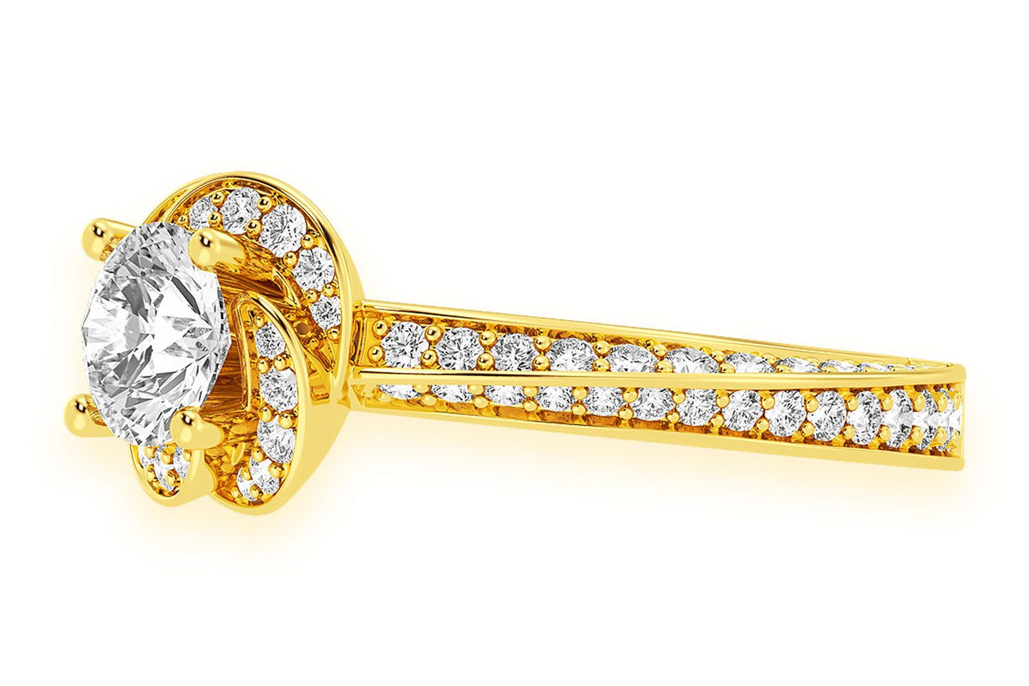 .75CT ROUND SOLITAIRE - FLORAL TWIST HALO - DIAMOND ENGAGEMENT RING