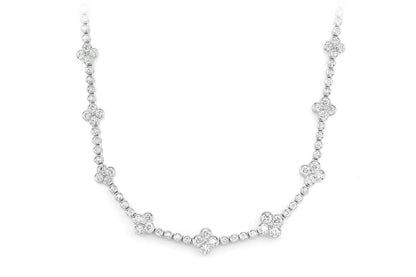 DIAMOND CLOVER STATION NECKLACE 14K SOLID GOLD 5.75CTW