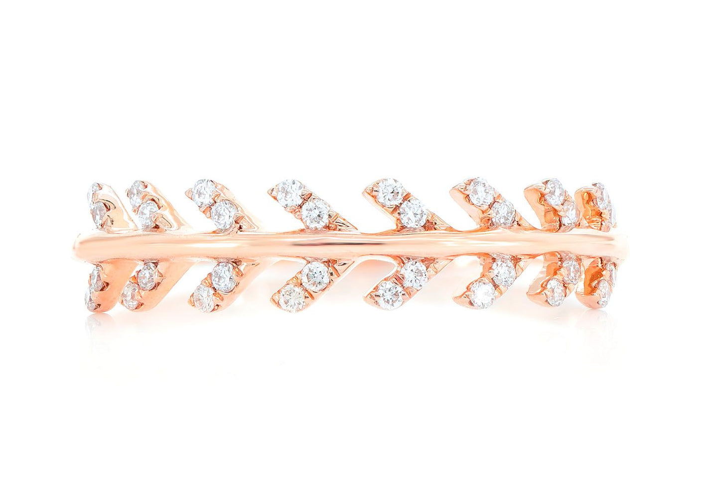 LEAF STACKABLE WEDDING BAND 14K SOLID GOLD .15CTW