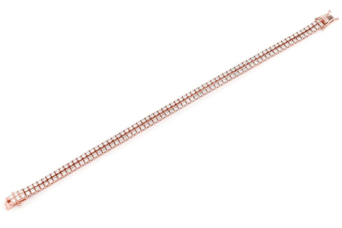 3PT TWO ROW PRONG SET DIAMOND TENNIS BRACELET 14K SOLID GOLD 4.75CTW