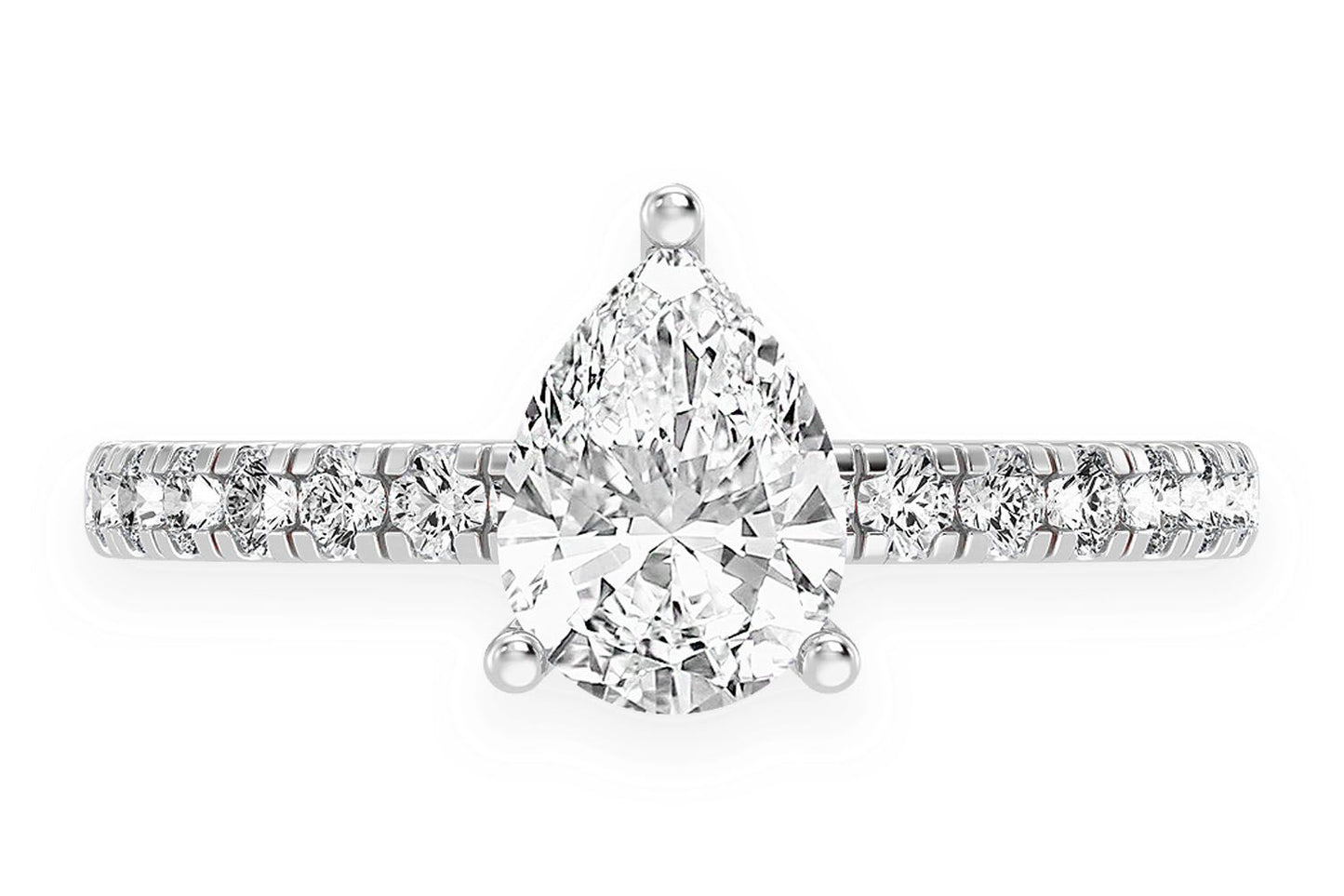 THINN - 1.00CT PEAR SOLITAIRE - ONE ROW UNDER HALO - DIAMOND ENGAGEMENT RING