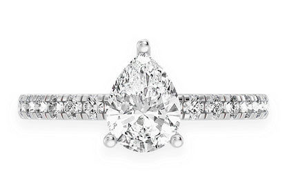 THINN - 1.00CT PEAR SOLITAIRE - ONE ROW UNDER HALO - DIAMOND ENGAGEMENT RING
