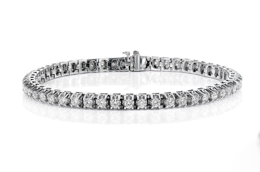 ELEVATED PRONG SET DIAMOND TENNIS BRACELET 14K SOLID GOLD 4.75CTW