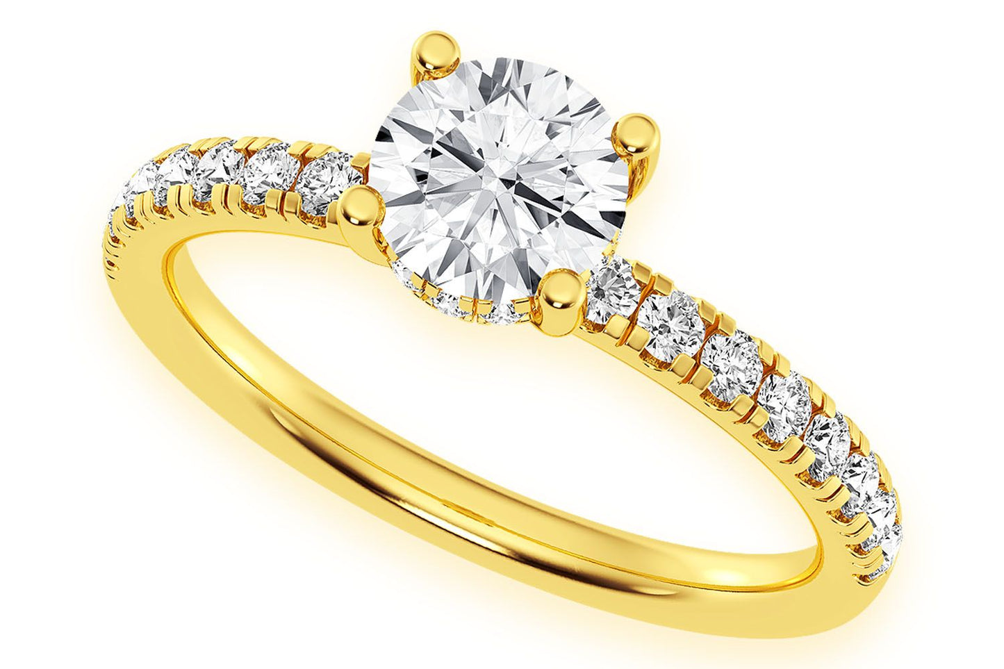 THINN - 0.75CT ROUND SOLITAIRE - ONE ROW UNDER HALO - DIAMOND ENGAGEMENT RING