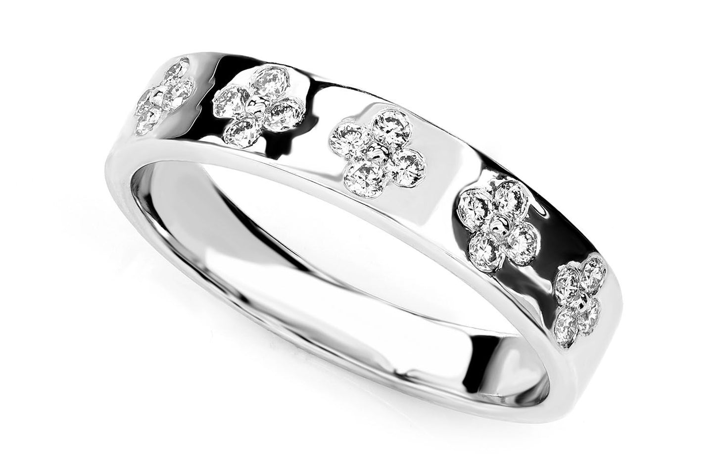 INEL CU TRIFOI CU DIAMANT, AUR MASIV DE 14K, 0.25CT