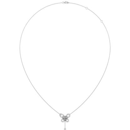 BUTTERFLY DIAMOND PENDANT ATTACHED NECKLACE 14K SOLID GOLD 0.40CTW