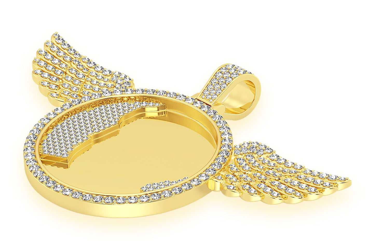 PANDANTIV CU DIAMANT CU IMAGINE ARIPI, AUR MASIV DE 14K, 10.50CTW