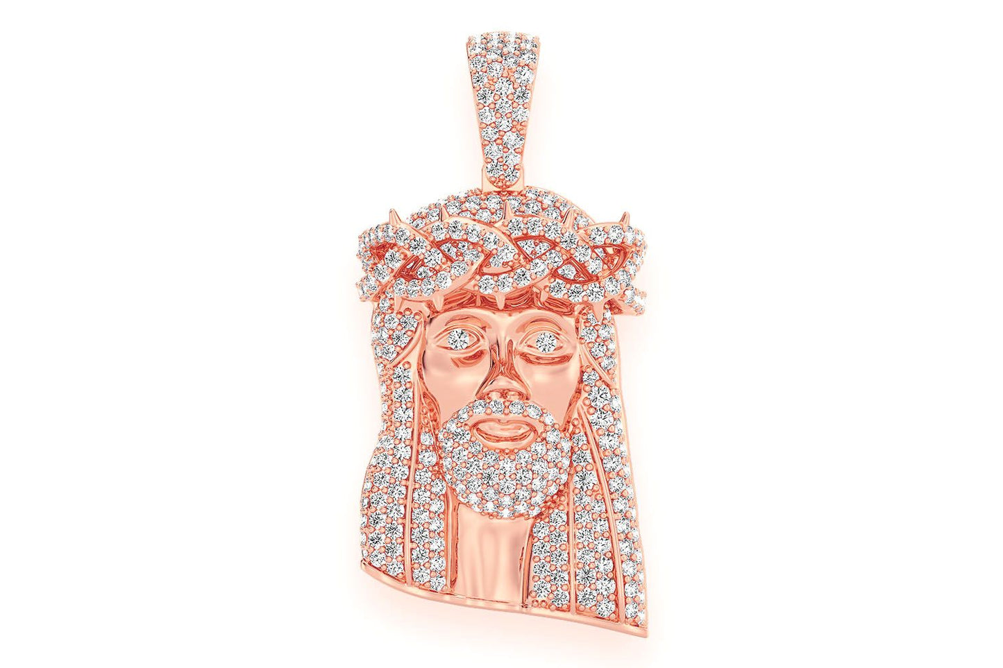 JESUS DIAMOND PENDANT 14K SOLID GOLD 1.50CTW
