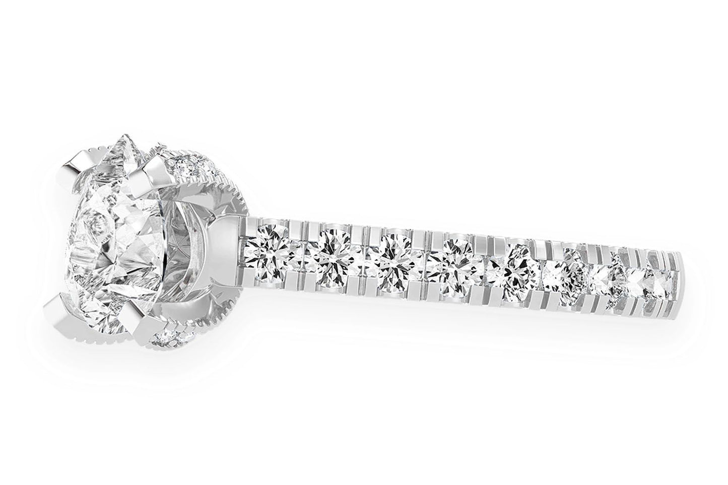 THINN - 1.00CT PEAR SOLITAIRE - SINGLE ROW SCALLOP - DIAMOND ENGAGEMENT RING