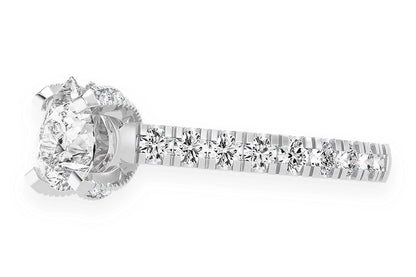 THINN - 1.00CT PEAR SOLITAIRE - SINGLE ROW SCALLOP - DIAMOND ENGAGEMENT RING