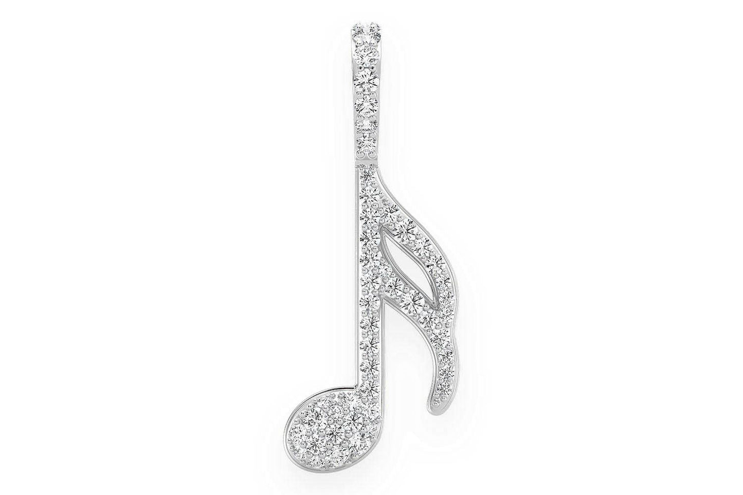 SEMIQUAVER MUSICAL NOTE DIAMOND PENDANT 14K SOLID GOLD 0.50CTW