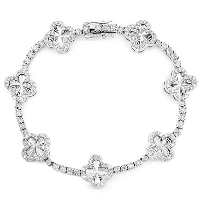 MIRACLE CLOVER LINK DIAMOND TENNIS BRACELET SOLID GOLD 2.00CTW