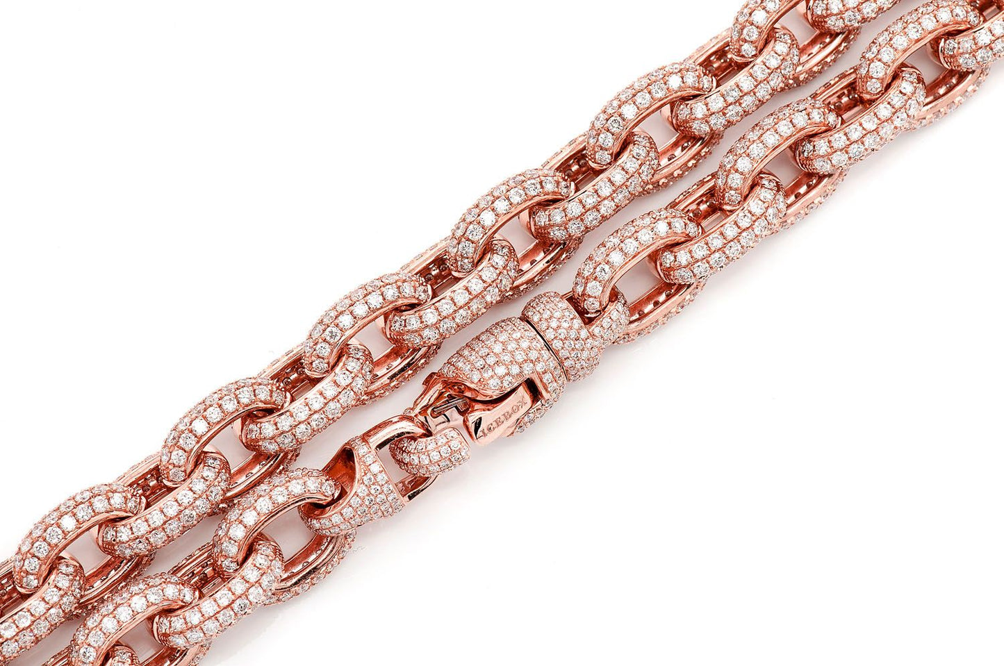 ELONGATED ROLO LINK DIAMOND NECKLACE 14K SOLID GOLD 58.48CTW