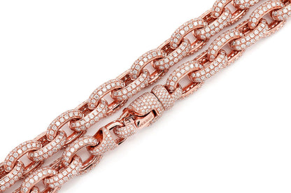 ELONGATED ROLO LINK DIAMOND NECKLACE 14K SOLID GOLD 58.48CTW