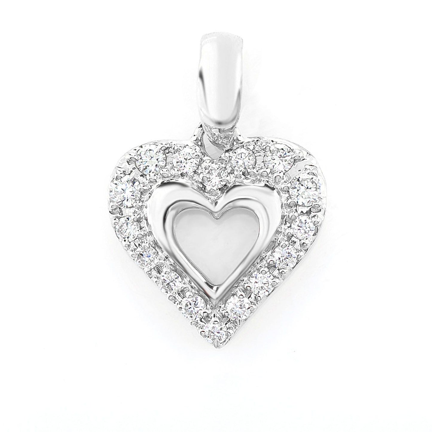 OPEN HEART HALO DIAMOND PENDANT 14K SOLID GOLD 0.40CTW