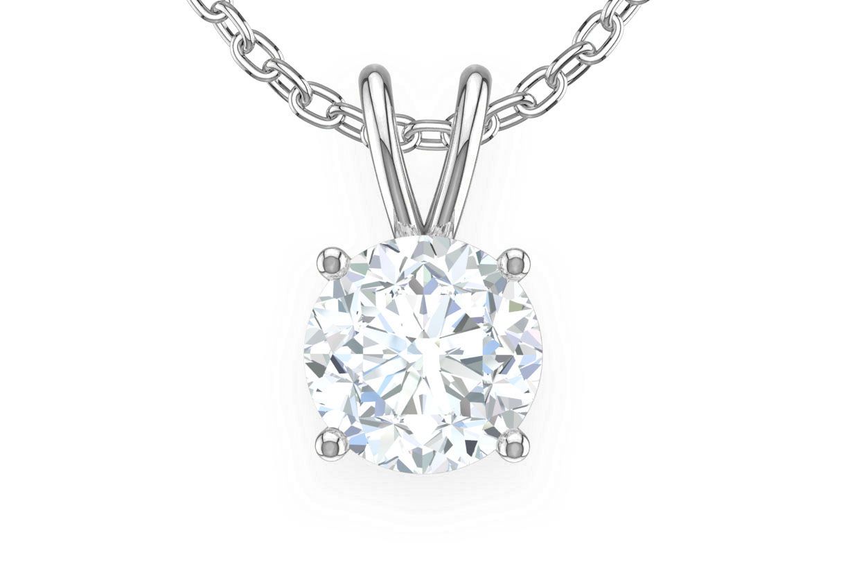 Pandantiv Solitaire Rotund cu Diamant de 1.00CT, Aur Masiv de 14K