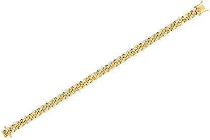 MIAMI CUBAN HALF LINK DIAMOND BRACELET 14K SOLID GOLD 0.85CTW