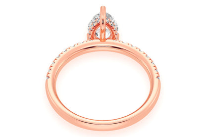 THINN - 1.00CT PEAR SOLITAIRE - ONE ROW UNDER HALO - DIAMOND ENGAGEMENT RING