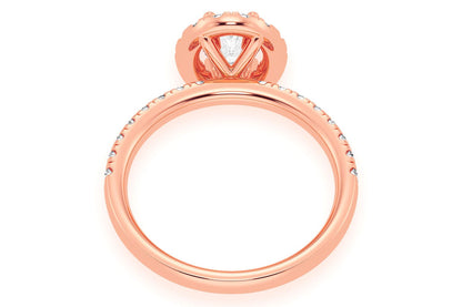THAV - 0.75CT OVAL SOLITAIRE - SCALLOP HALO ONE ROW - DIAMOND ENGAGEMENT RING
