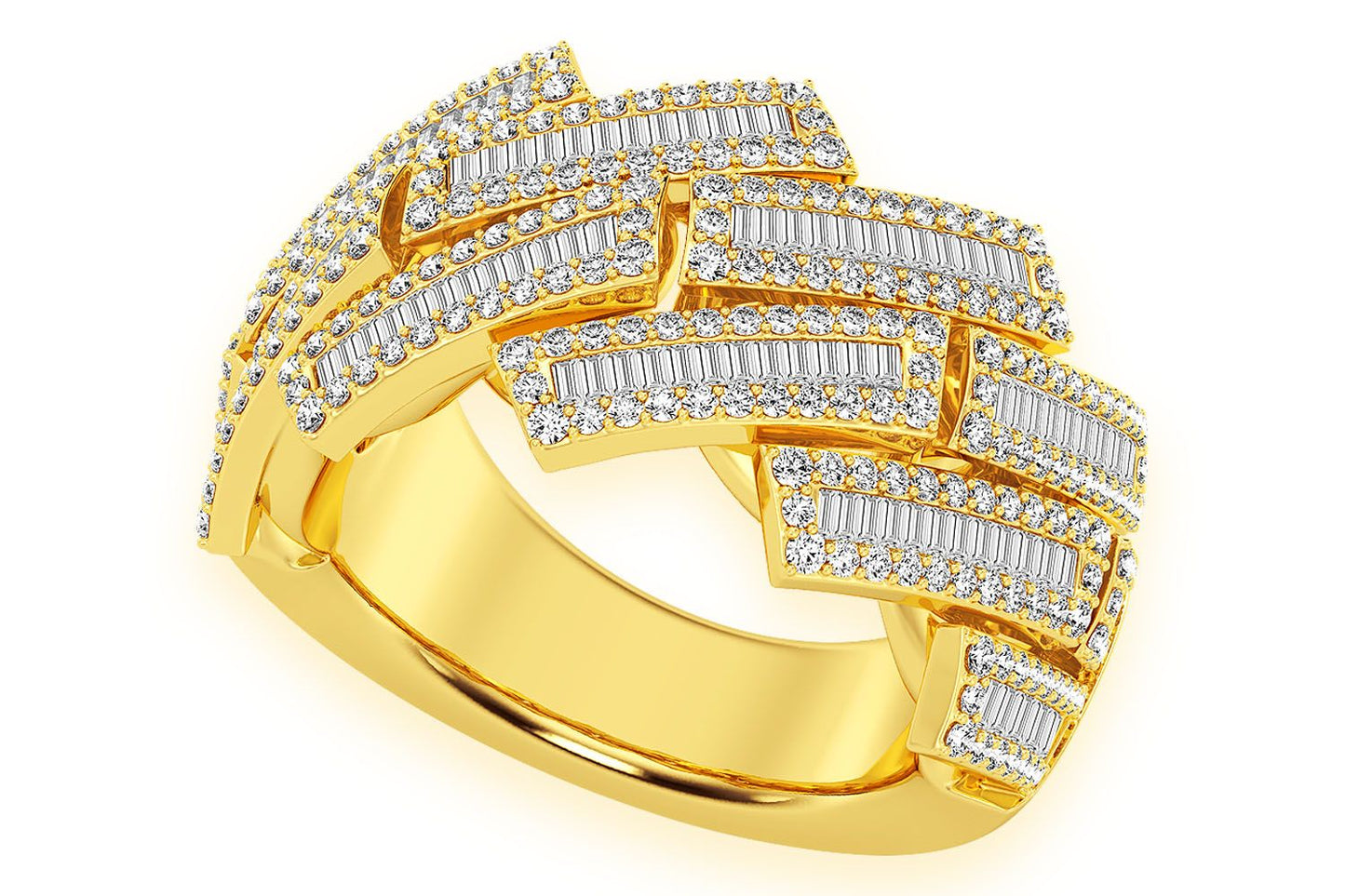 RAISED BAGUETTE MIAMI CUBAN RING 14K SOLID GOLD 2.30CTW