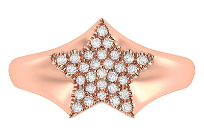 STAR DIAMOND RING 14K SOLID GOLD 0.12CTW