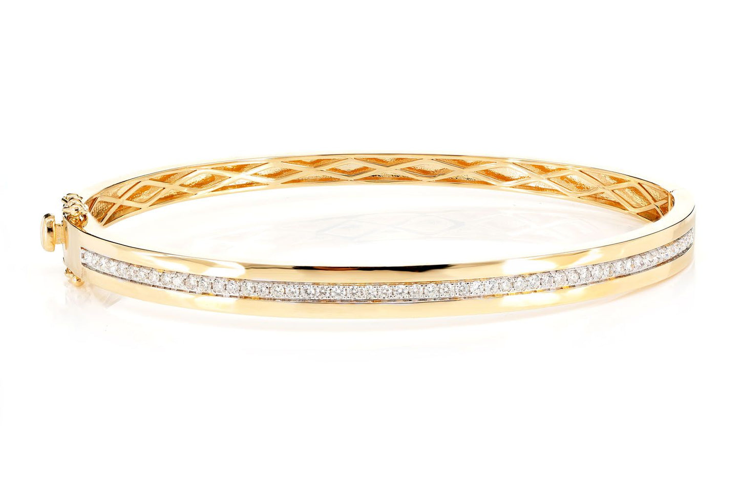 ONE ROW CHANNEL SETDIAMOND BANGLE BRACELET 14K SOLID GOLD 0.90CTW