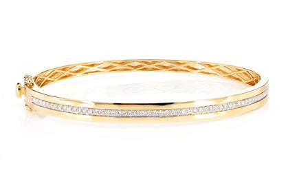 ONE ROW CHANNEL SETDIAMOND BANGLE BRACELET 14K SOLID GOLD 0.90CTW