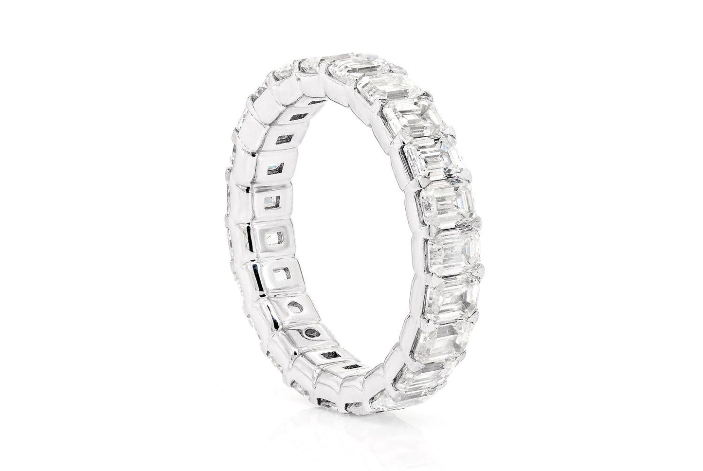 25PT EMERALD ETERNITY DIAMOND RING 14K SOLID GOLD 5.25CTW