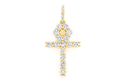 ANKH DIAMOND PENDANT 14K SOLID GOLD 2.35CTW