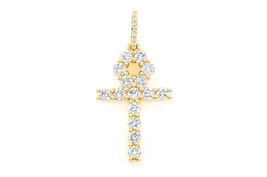 ANKH DIAMOND PENDANT 14K SOLID GOLD 2.35CTW