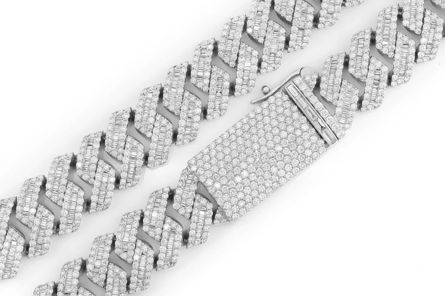 17MM RAISED BAGUETTE MIAMI CUBAN LINK DIAMOND NECKLACE 14K SOLID GOLD 53.65CTW