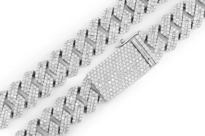 17MM RAISED BAGUETTE MIAMI CUBAN LINK DIAMOND NECKLACE 14K SOLID GOLD 53.65CTW