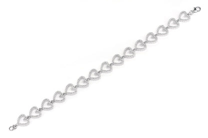OPEN HEART DIAMOND LINK BRACELET 14K SOLID GOLD 3.00CTW