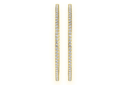 CERCEI MARI CU DIAMANTE, VERTICALE, AUR MASIV DE 14K, 4.00CT