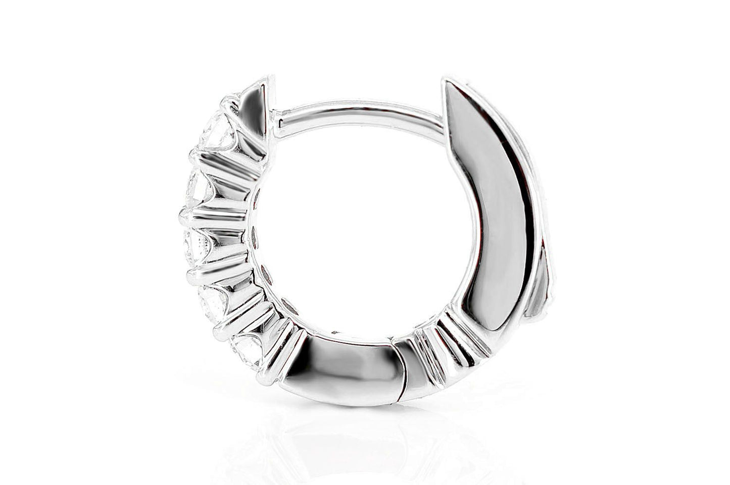 SCALLOP DIAMOND HOOP EARRINGS 14K SOLID GOLD 0.30CTW