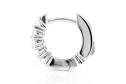 SCALLOP DIAMOND HOOP EARRINGS 14K SOLID GOLD 0.30CTW