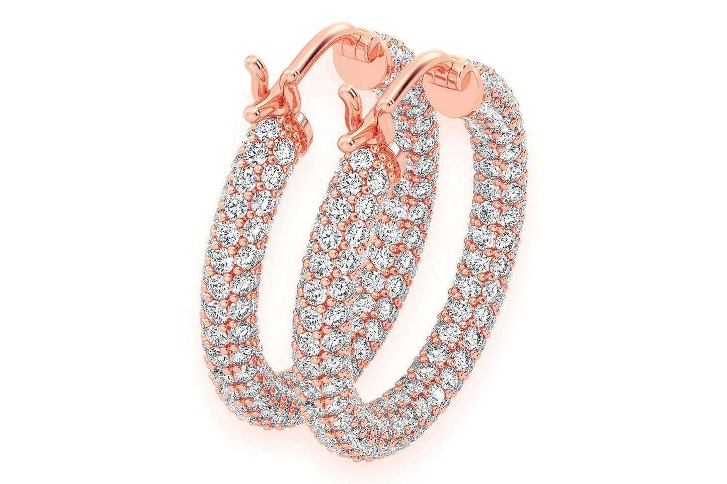 BUBBLY ETERNITY HOOP DIAMOND EARRINGS 14K SOLID GOLD 4.00CTW