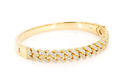 MIAMI CUBAN DIAMOND BANGLE 14K SOLID GOLD 1.65CTW